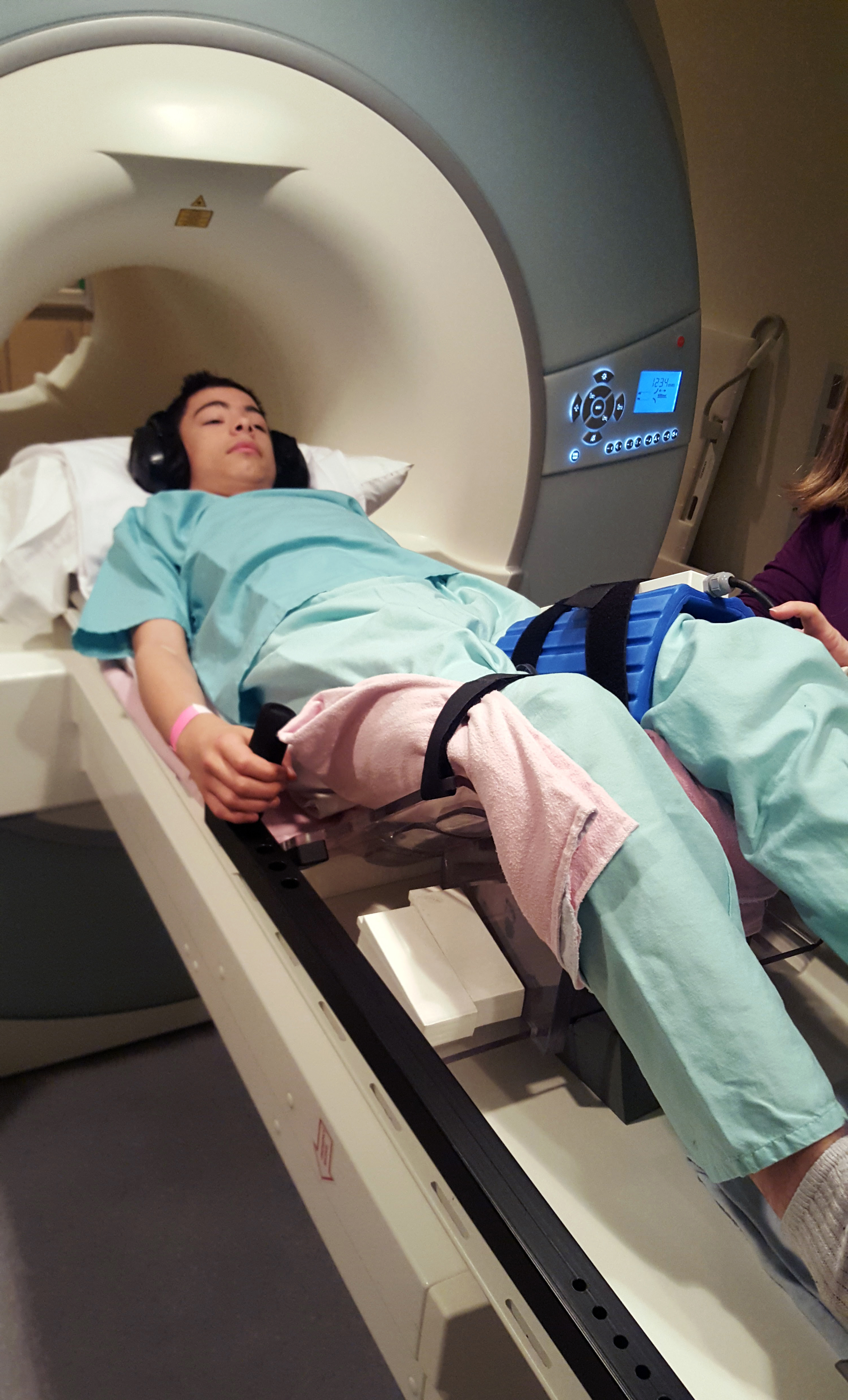 study participant exercise MRI setup