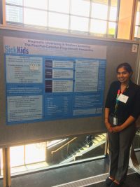 Suvarna Moharir presenting her poster at the SickKids Summer Student Symposium - August 2018