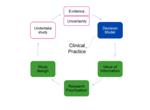A depiction of the evidence cycle for RCT design in Value of Information.