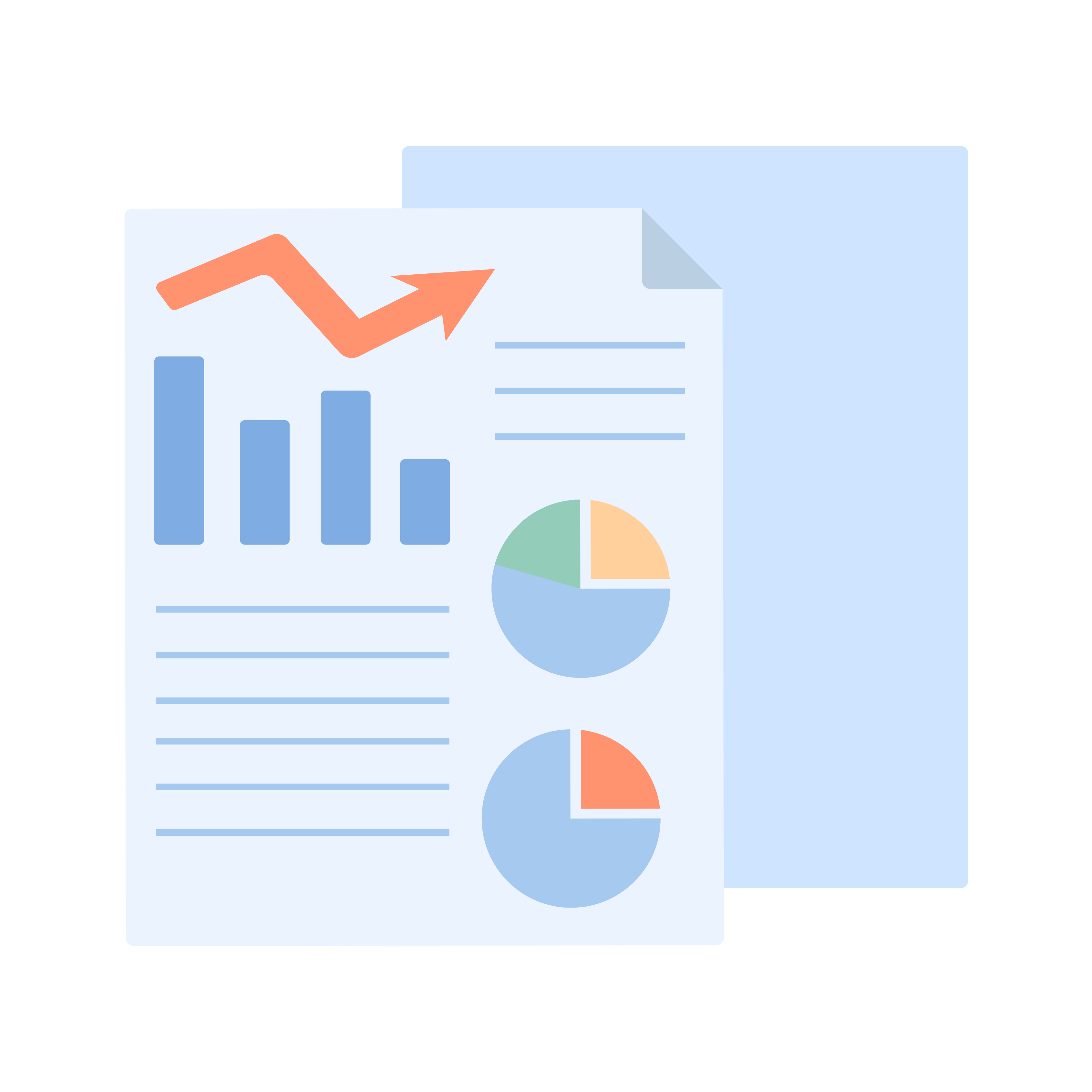 Icon of report with a bar graph and pie charts