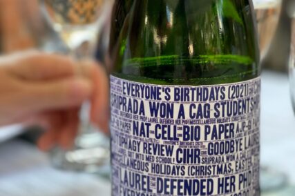 Jones Lab celebratory champagne