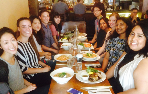 Member of Tae-Hee Kim Lab out for lunch in summer 2018