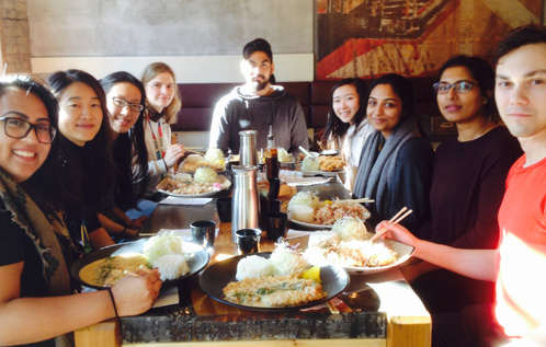 Member of Tae-Hee Kim Lab out for lunch in winter 2017