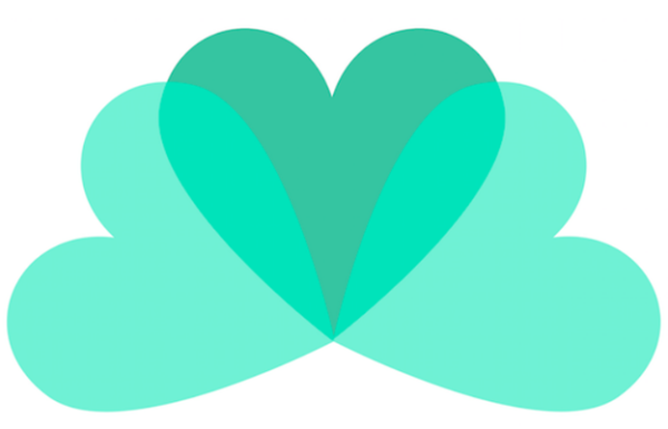 Click the image to go to the share project website. The share project logo of three seafoam green hearts fanned out and overlapping.