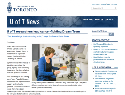 Stand-up-to-Cancer Canada Dream Team announced – Dr. Mike Salter one of the members of the dream team