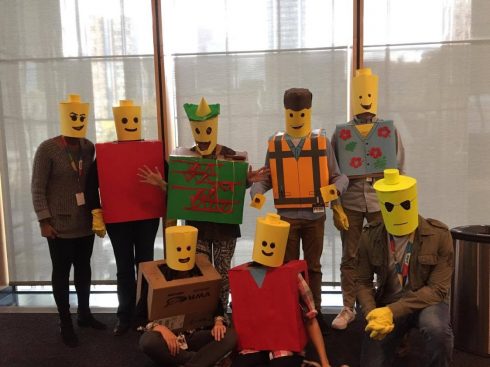 Ian Scott's lab dressed up for the PGCRL halloween party as lego characters in 2017.