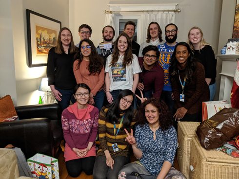 Ian Scott's lab's Christmas dinner at Ian Scott's house in 2019.