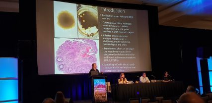 Dr. Victoria Forster presenting her work on replication repair deficient cancers at SNO