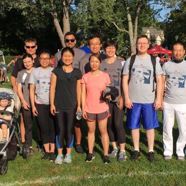 Several lab members gathered in the park